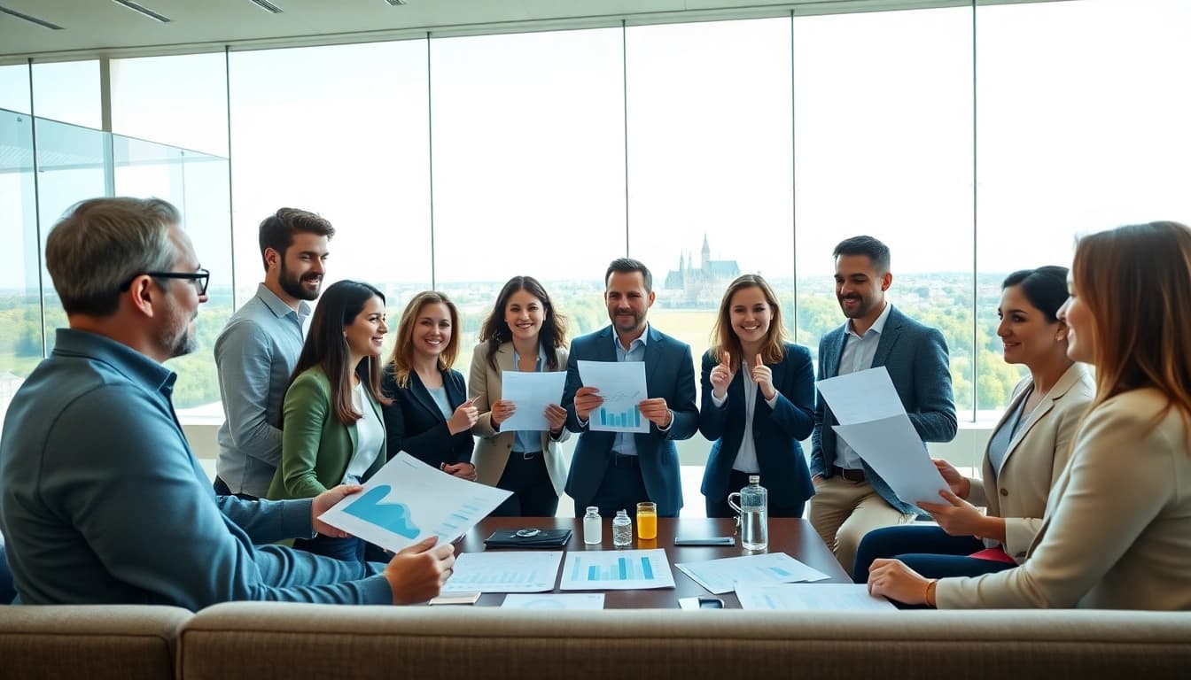 Discussing the advantages of luxembourg holding setup during a professional meeting in a modern office.