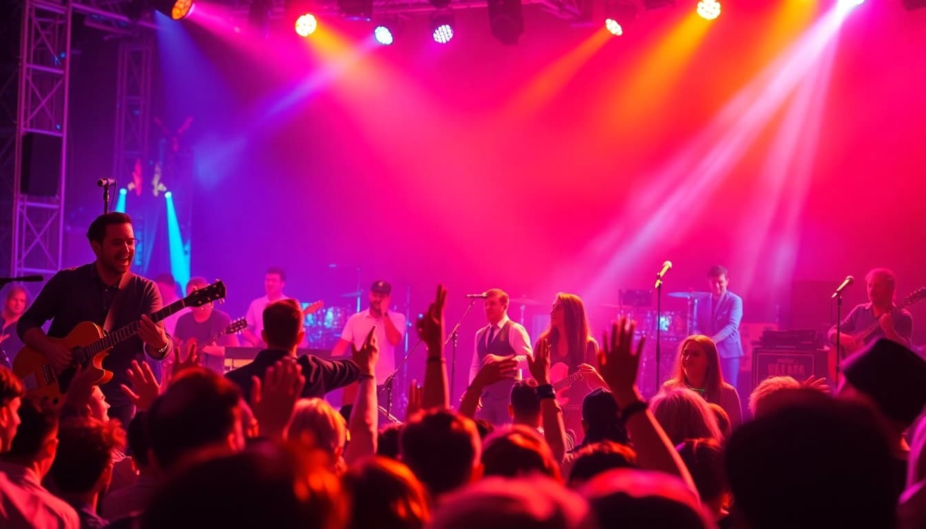 Experience the lively atmosphere of a koralive event with vibrant artists and energetic performances.