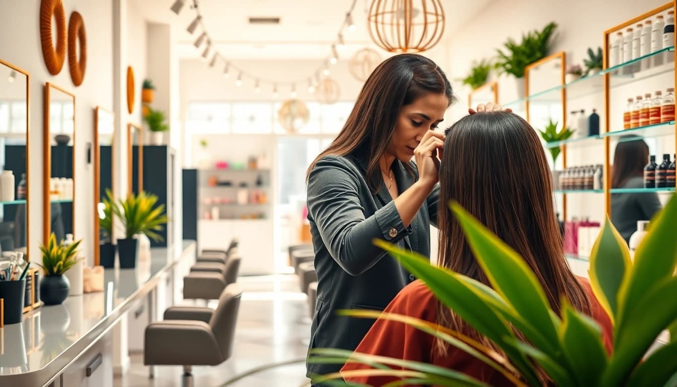 Stylists at salon coafor bucuresti providing professional hair services in a modern setting.