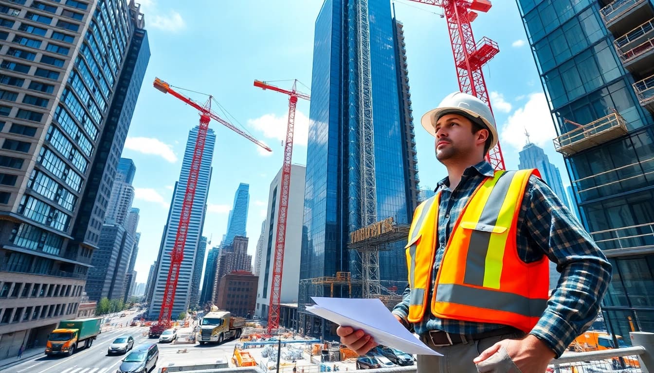 New York City Commercial General Contractor overseeing construction on a vibrant urban site.