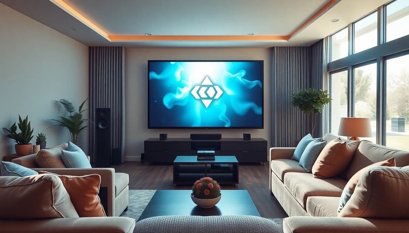 Experience kodi tv in a modern home theater showcasing cozy seating and a bright ambiance.