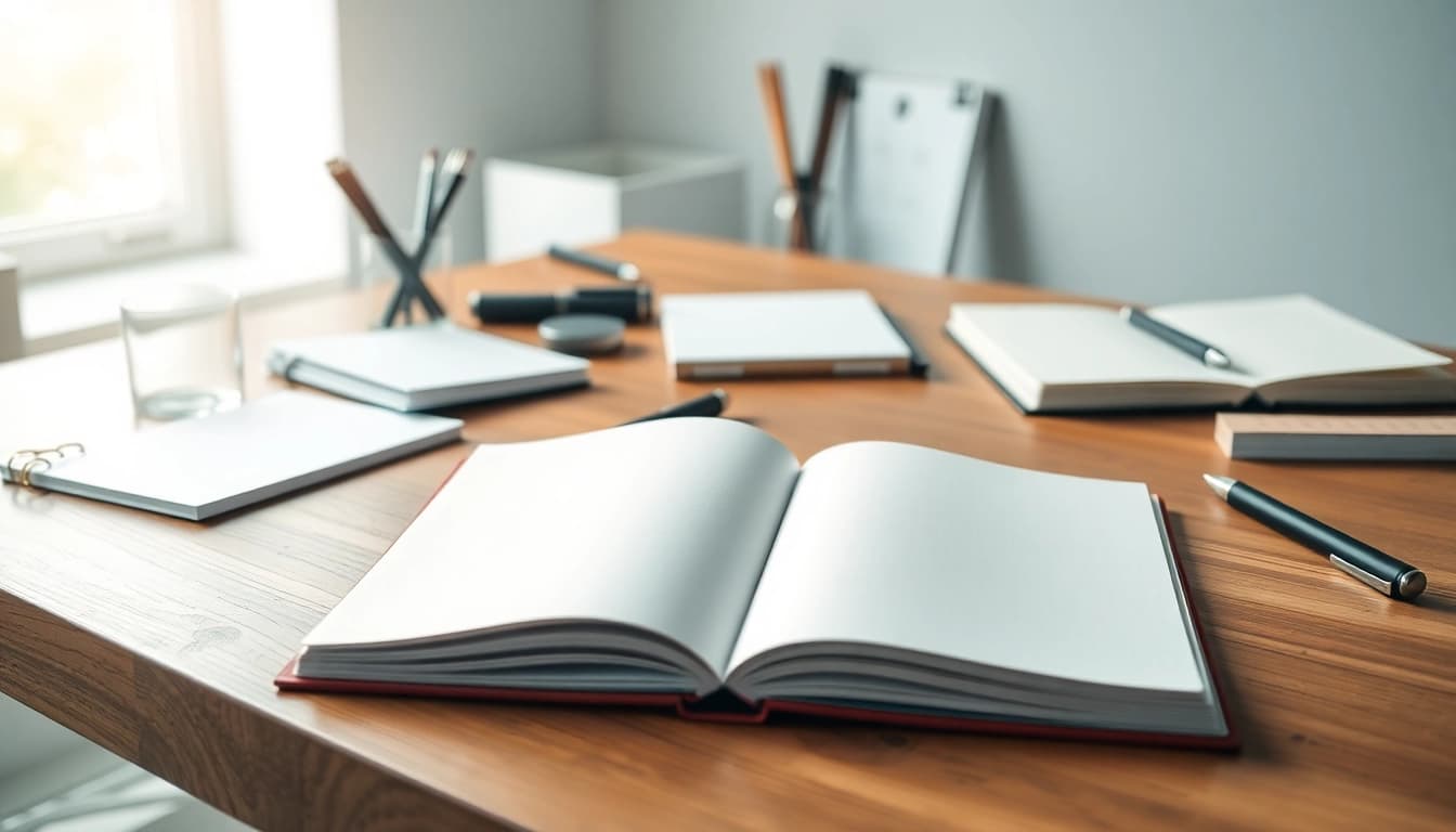 Buy quality stationery online uk with stylish notebooks and elegant writing tools on display.