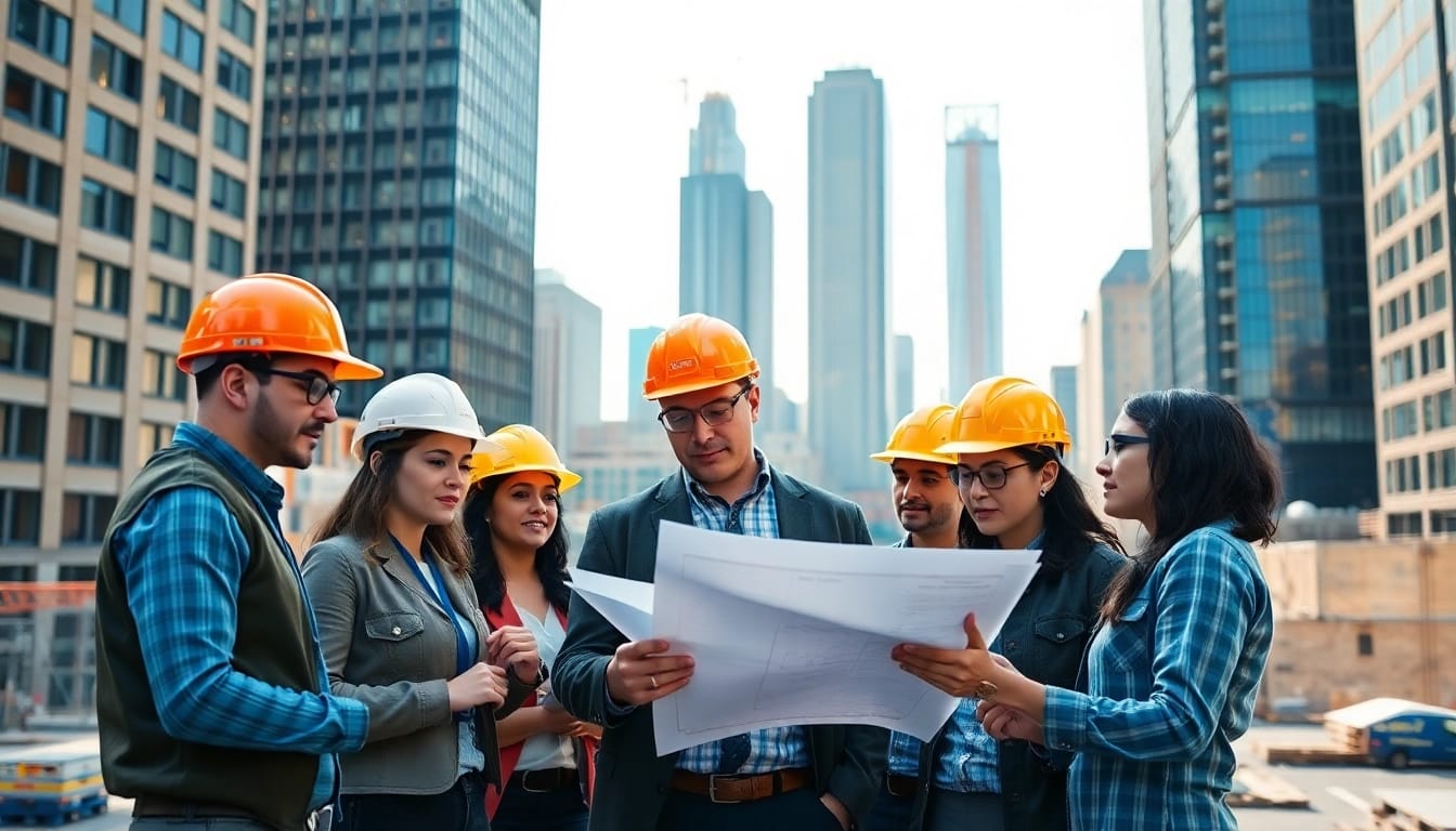 Manhattan Construction Manager leading a team in an urban job site.