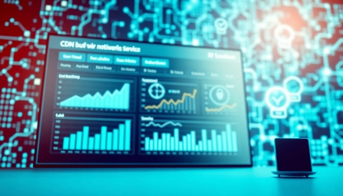 Highlighting CDN with DDoS Protection through advanced cybersecurity dashboard and secure cloud network.