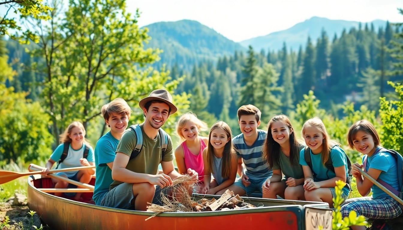 Engaging teens summer camp activities showcasing teamwork and outdoor adventure.