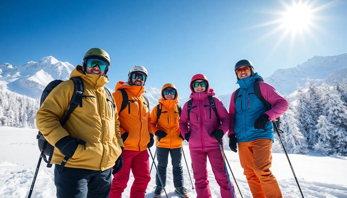 Explore cold weather clothes [Region or State] in an outdoor winter adventure setting.