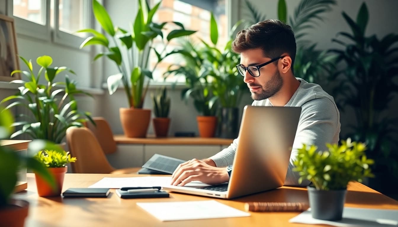 Enhance your business with wordpress development outsourcing, featuring a developer immersed in a creative workspace.
