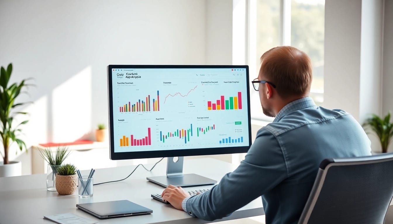 Engaging content gap analysis process represented by a marketing strategist in a modern office.