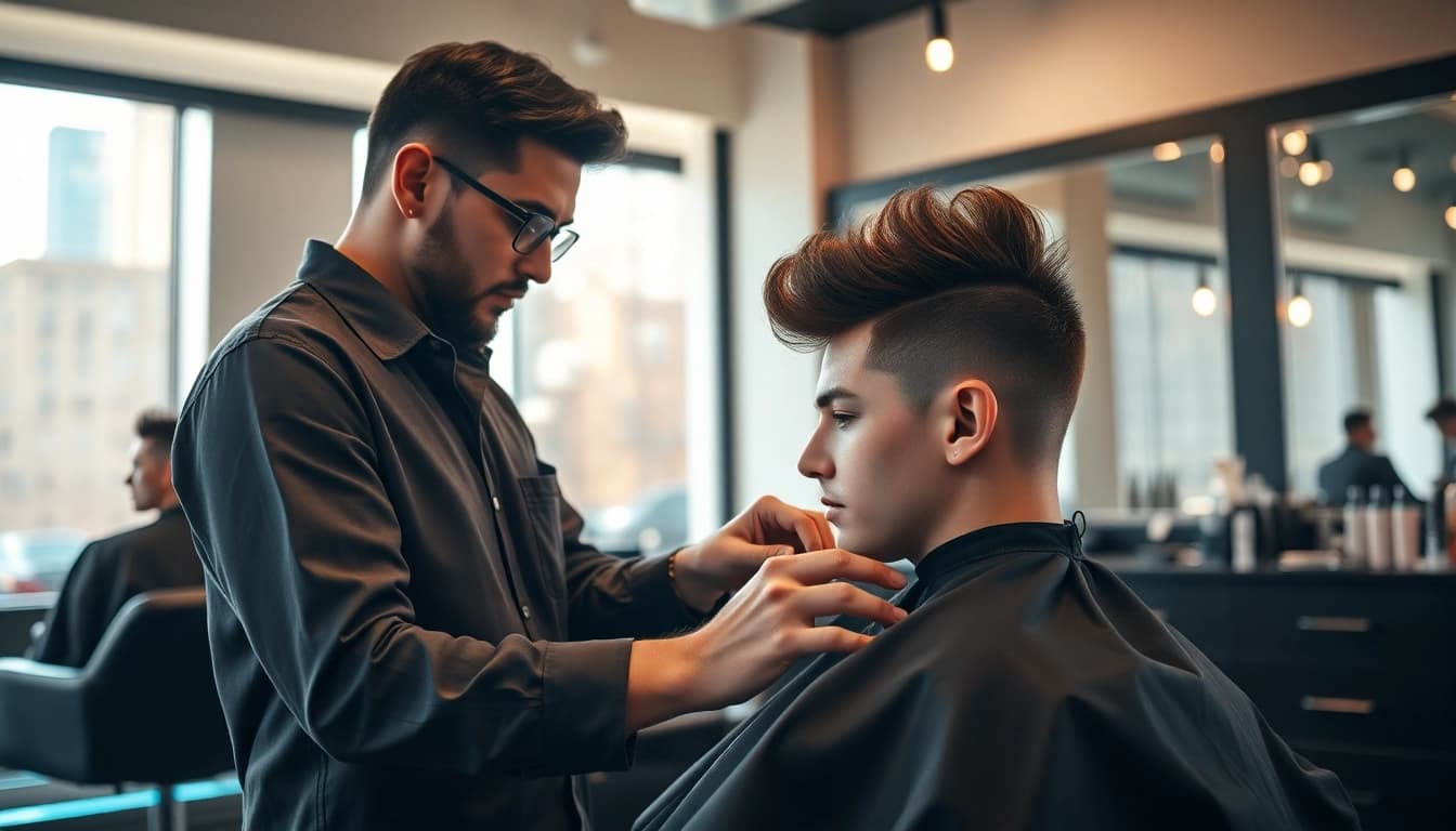 Ace of Fades 212 barber applying a custom hair system with expert precision.