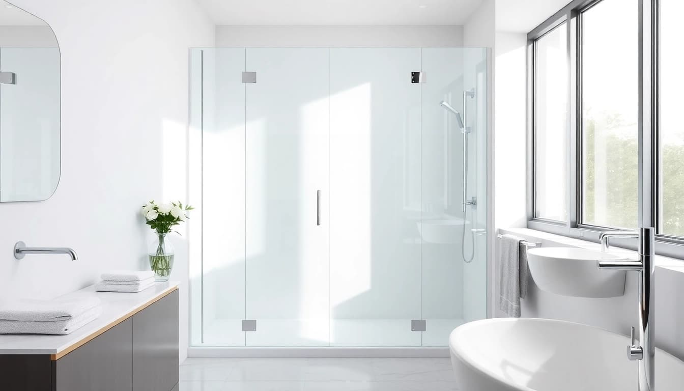 Admire the sleek semi-frameless shower screen enhancing a modern bathroom's elegance.
