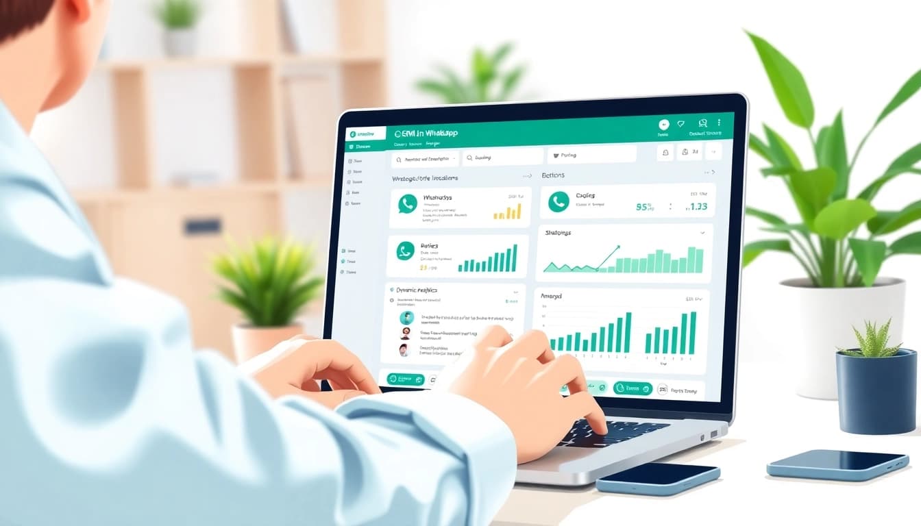 Understanding What is a CRM for WhatsApp through a professional digital workspace illustration.