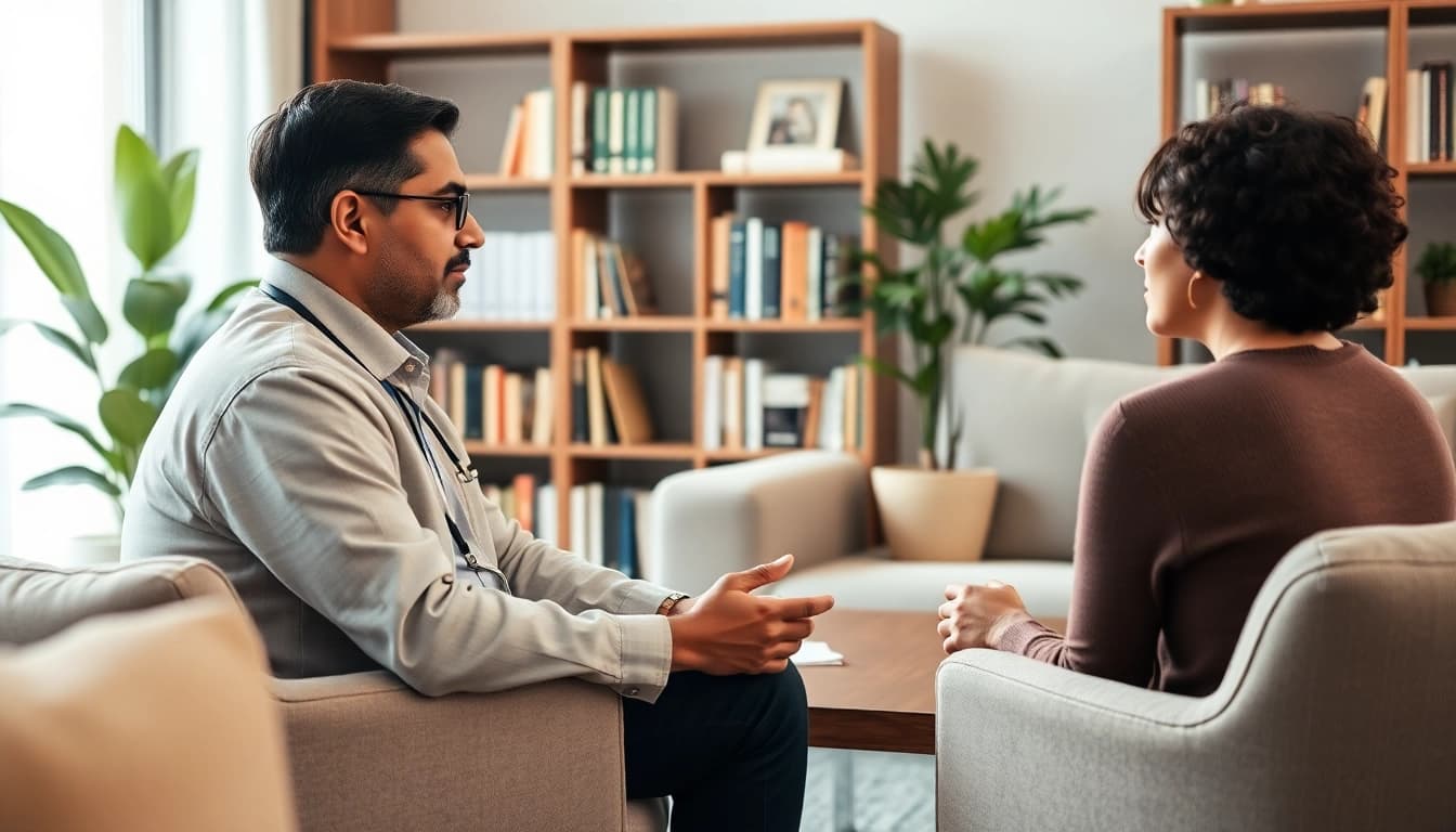 Engaging session with the best psychiatrist dubai in a serene office environment.