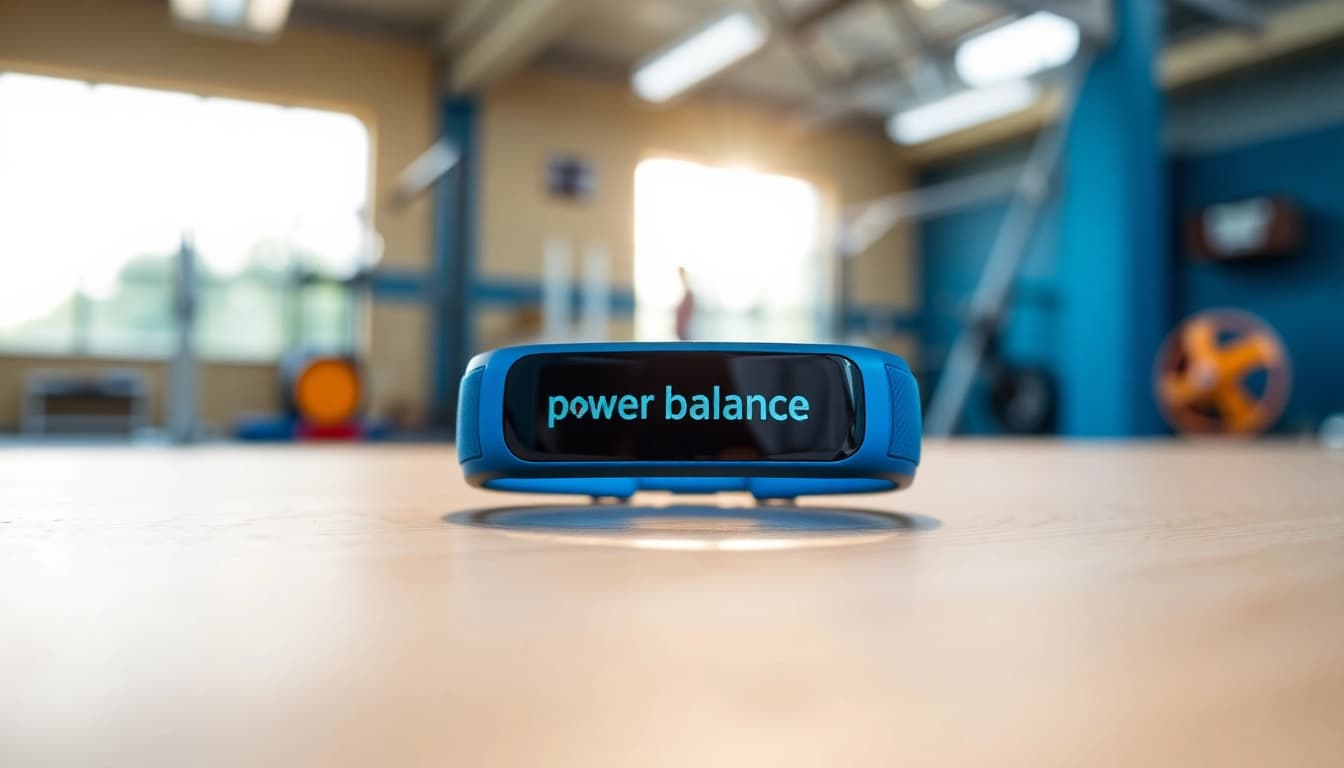 Potente pulsera Power Balance resaltando su diseño único en un ambiente deportivo.