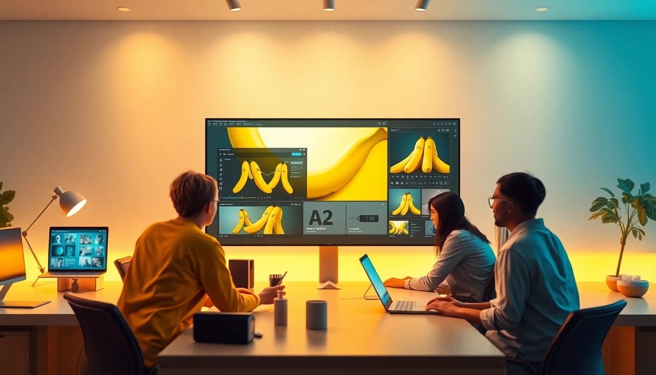 Professional workspace illustrating nano banana pro, showcasing AI image editing innovation.