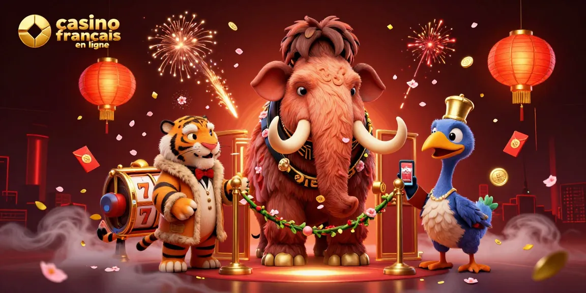 Visitez le casino français en ligne avec un mammouth bouncer et un VIP tigre dans un décor vibrant et animé.