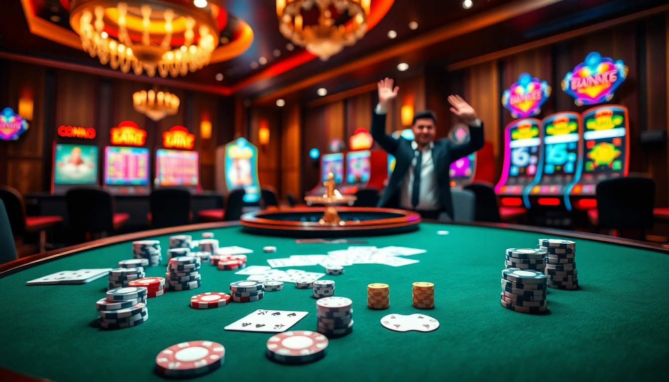 Players celebrating a win involving scatter hitam at an upscale casino table