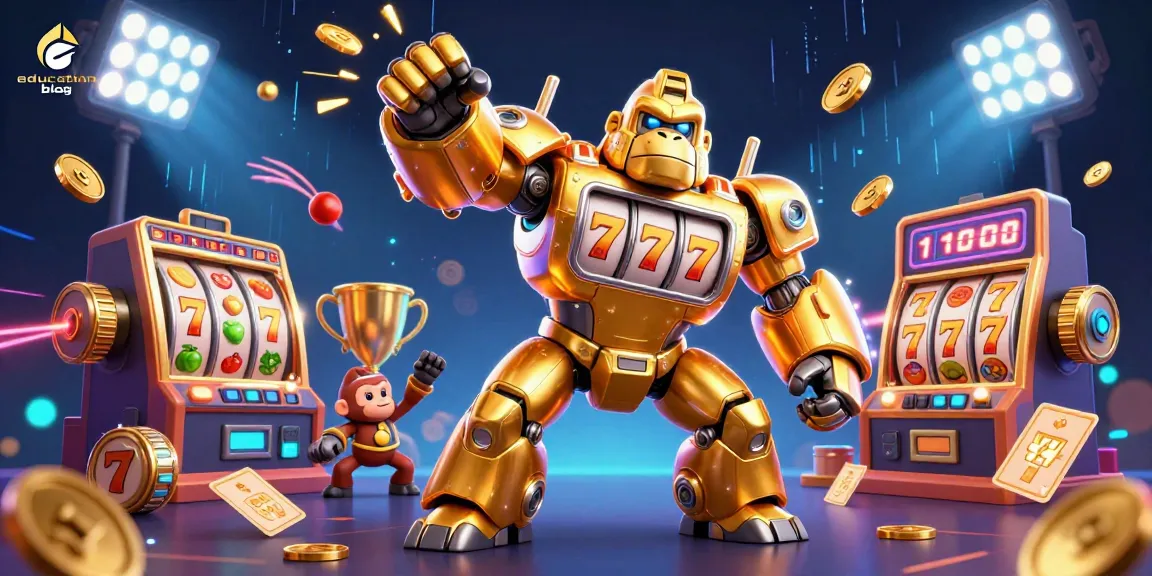 Engage in winning strategies at an education blog with dynamic 3D casino elements and characters.