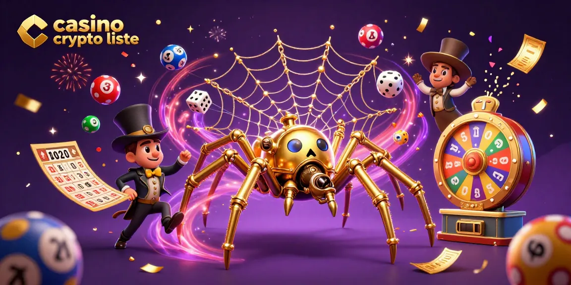 Jouez sur la liste des casinos crypto avec une illustration immersive et colorée.