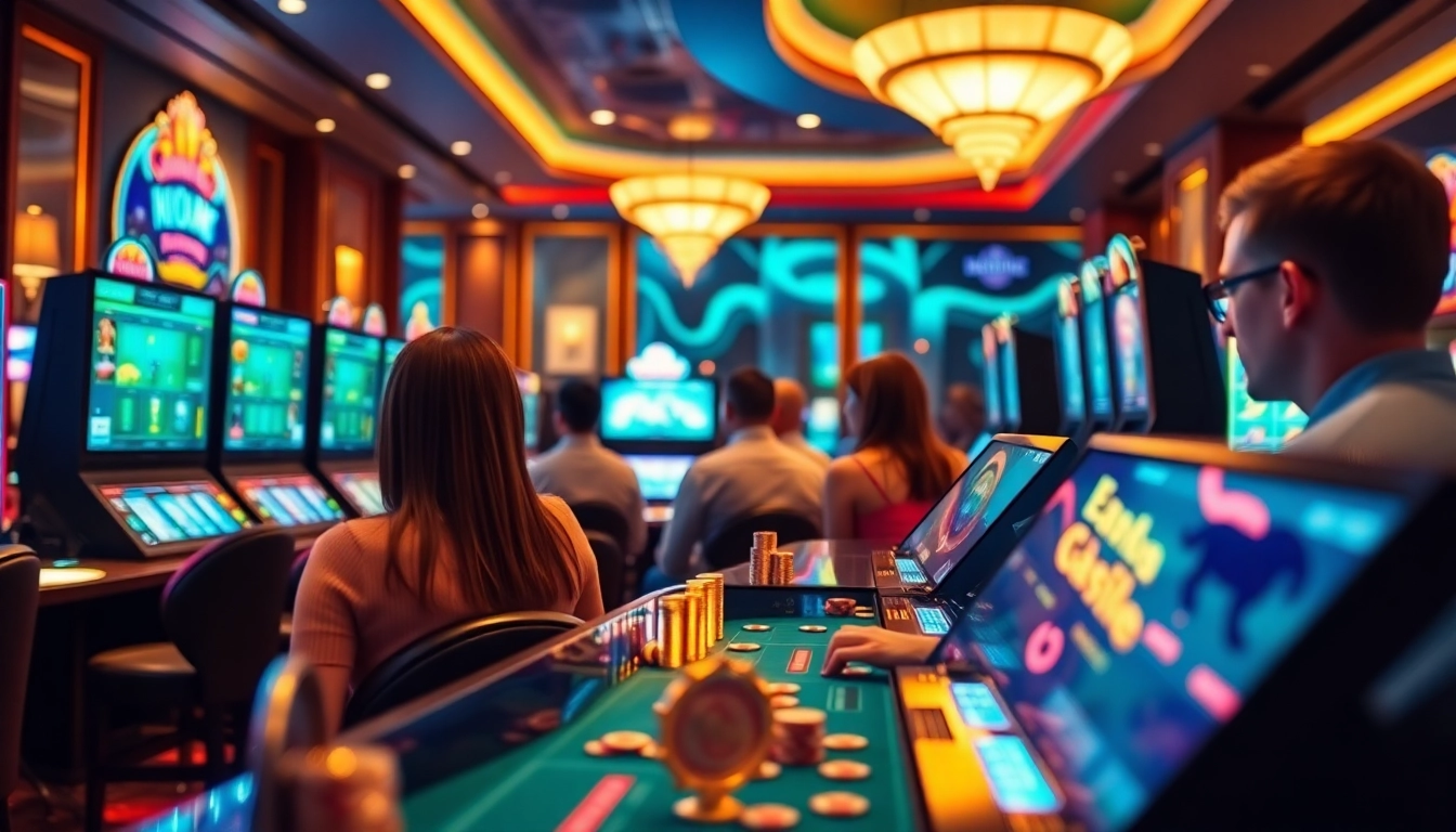 Enjoy an engaging gaming experience at an online casino in Georgia with vibrant scenes and modern design.