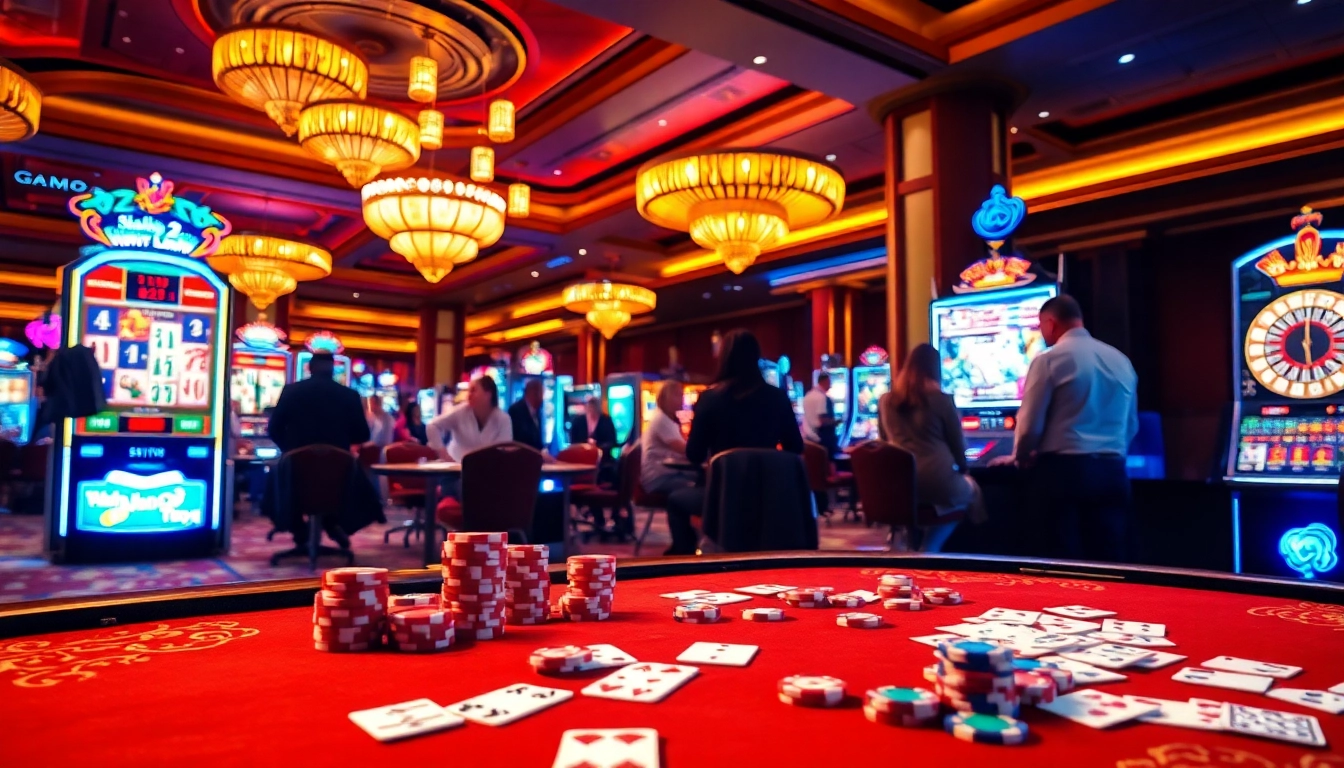 Adegan yang menarik dari permainan slot Mahjong Ways 2 di tengah suasana kasino yang hidup.