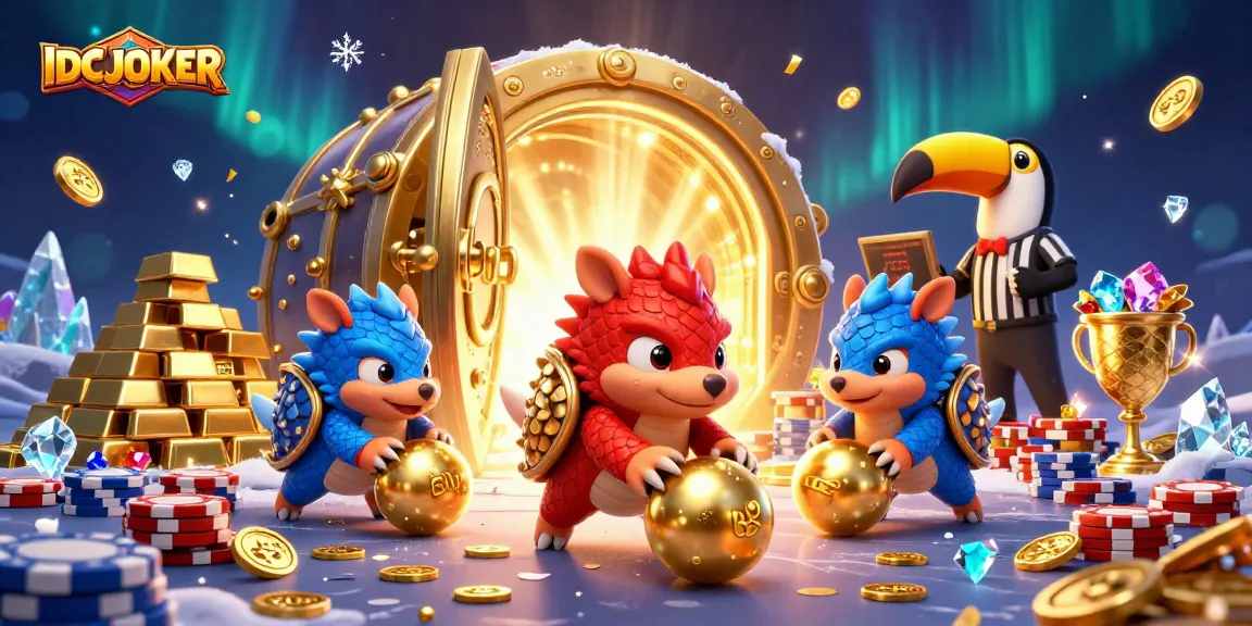 IDCJOKER interactive scene with pangolins in casino gameplay, showcasing vibrant elements and dynamic action.