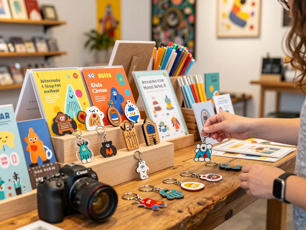 Discover customized keychains in various styles and designs at a vibrant e-commerce shop.