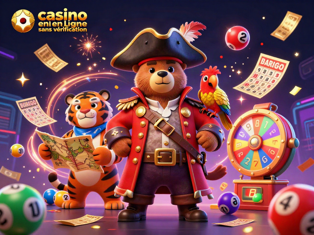 Jouez dans un casino en ligne sans vérification avec des personnages colorés et des éléments de jeu dynamiques.