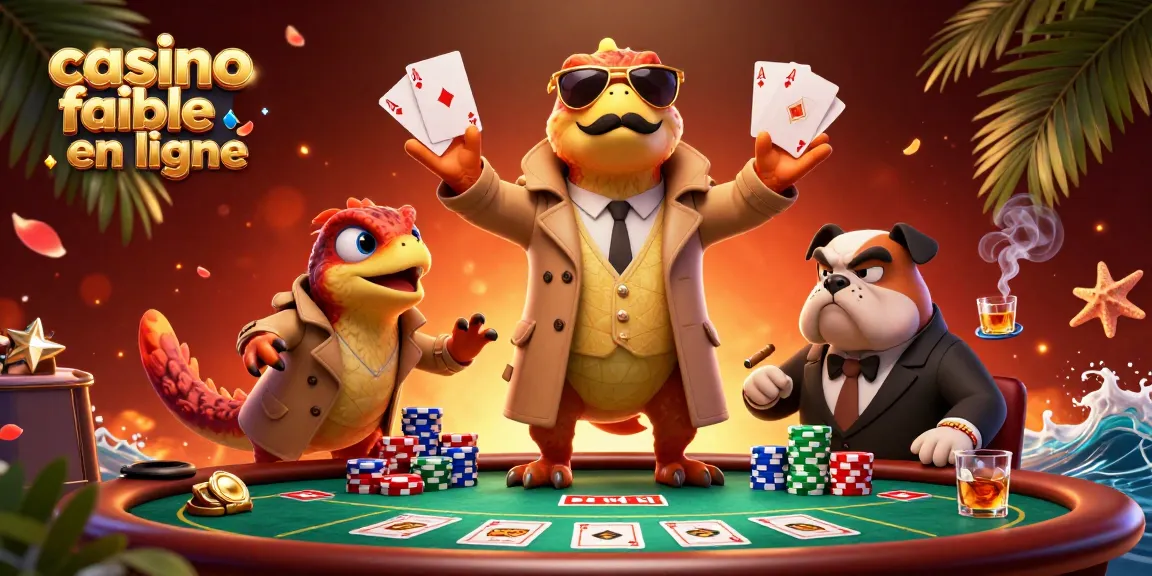 Des raptors déguisés tentent d'entrer dans un casino fiable en ligne entourés de jetons et de cartes.