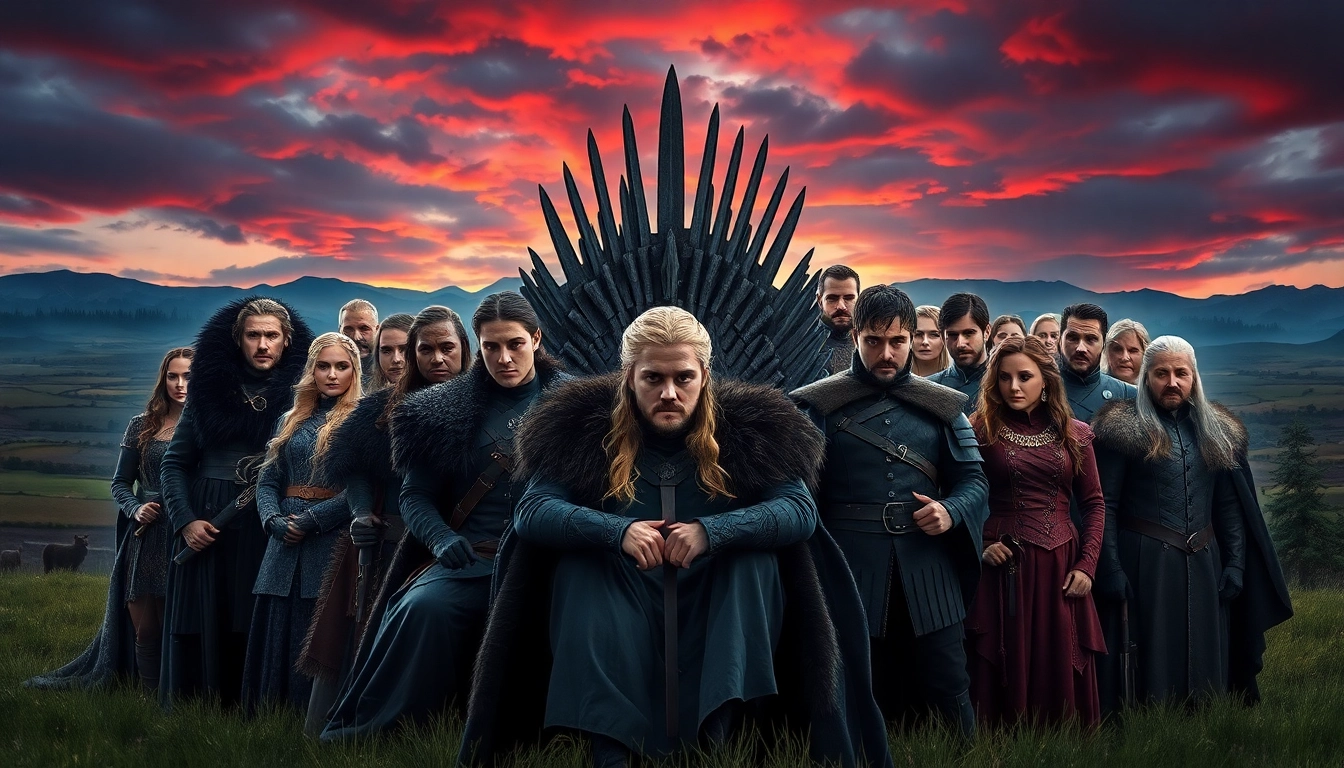 Engaging portrayal of the game of thrones cast, highlighting iconic characters in a captivating fantasy setting.