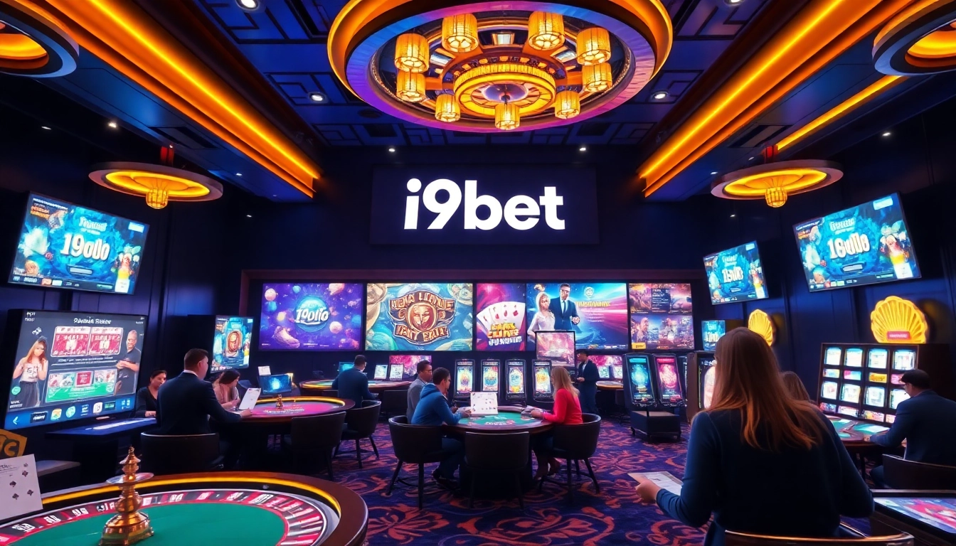i9bet online casino interface showcasing exciting gambling games and virtual players engaged in gameplay.