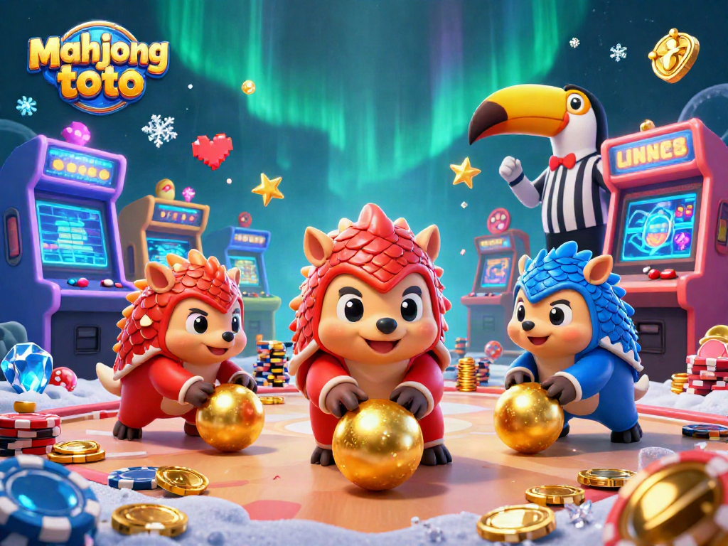 Experience mahjong toto action as rival pangolins compete with poker chips in a vibrant casino setting