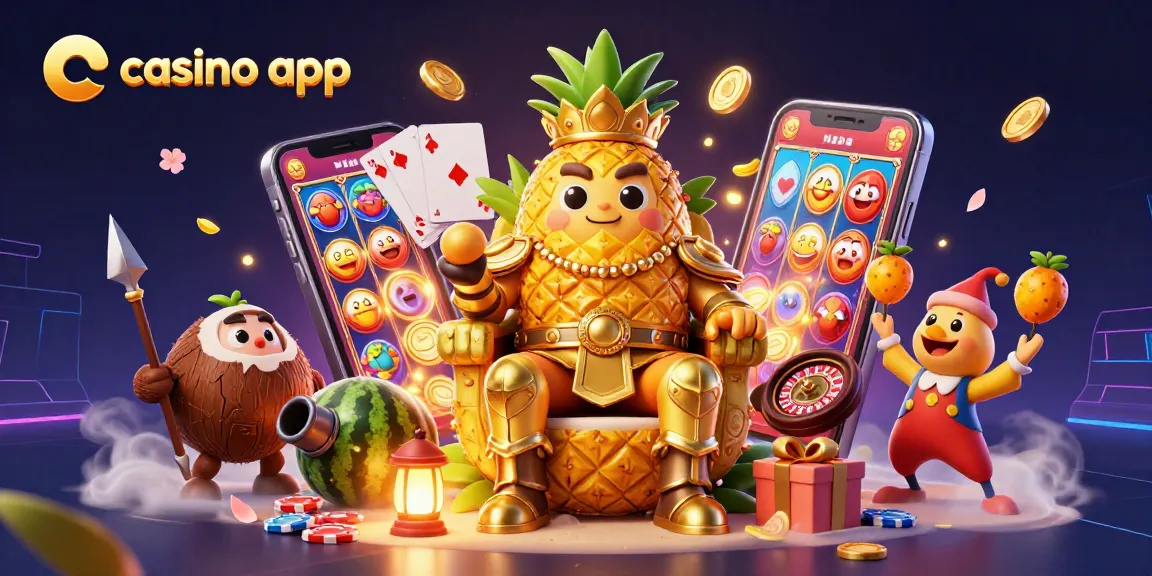 Plongez dans l'aventure avec l'application de casino, où le roi ananas et ses amis vous attendent !