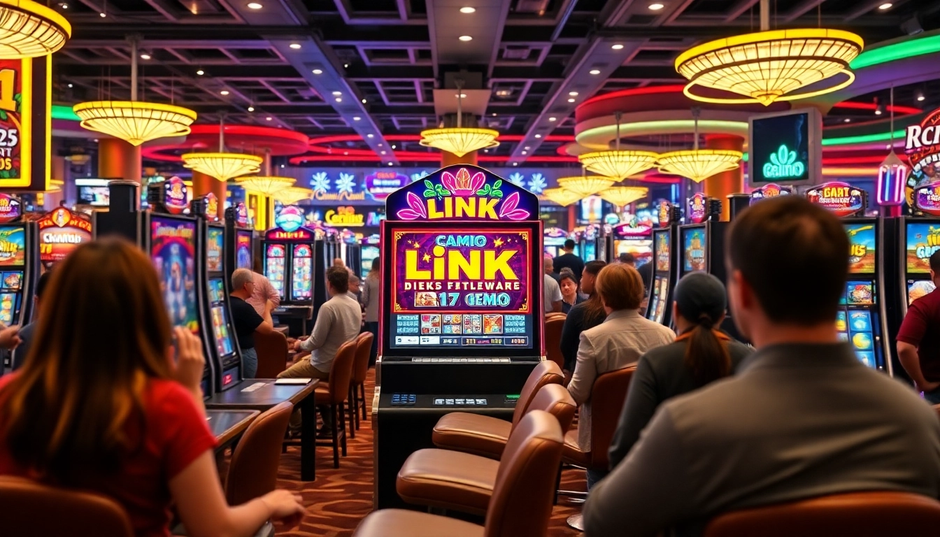 Engage with the lively link slot demo in a vibrant casino environment filled with excitement.