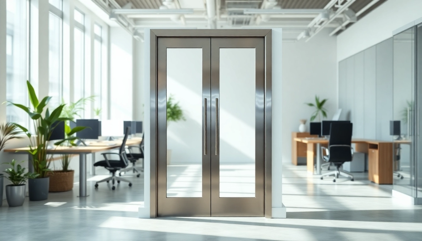 Install a beautiful single leaf swing door that enhances modern office interiors.