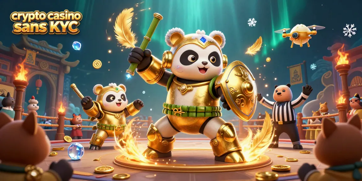 Découvrez l'univers captivant d'un crypto casino sans KYC avec une illustration dynamique de jeu et d'action.
