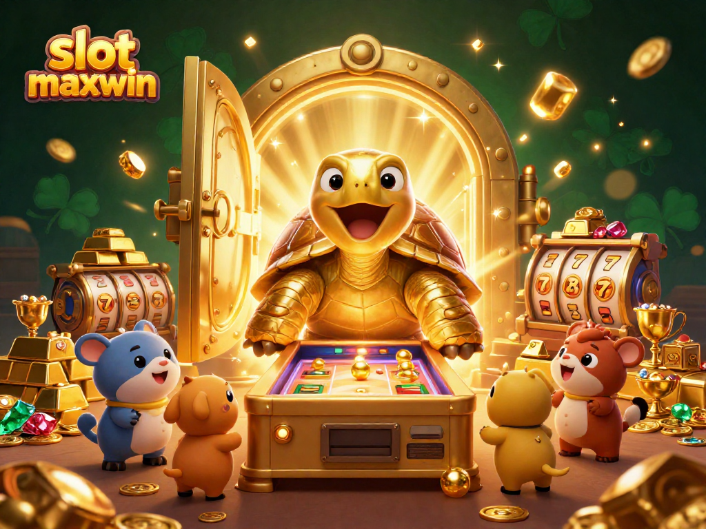 Experience the thrill at slot maxwin with vibrant 3D visuals of gold and excitement in an engaging casino scene.