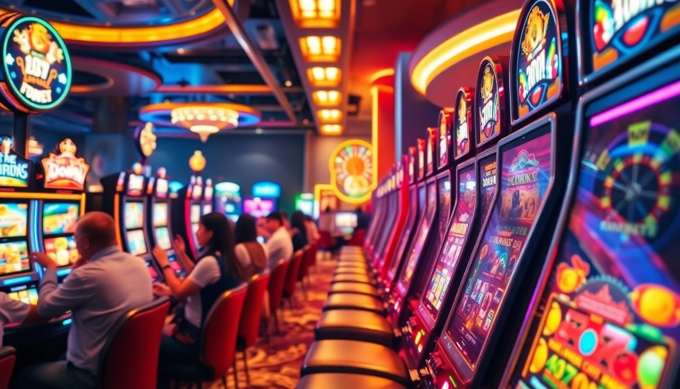 Para pemain menikmati mesin slot togel dalam atmosfer kasino yang hidup penuh kegembiraan.