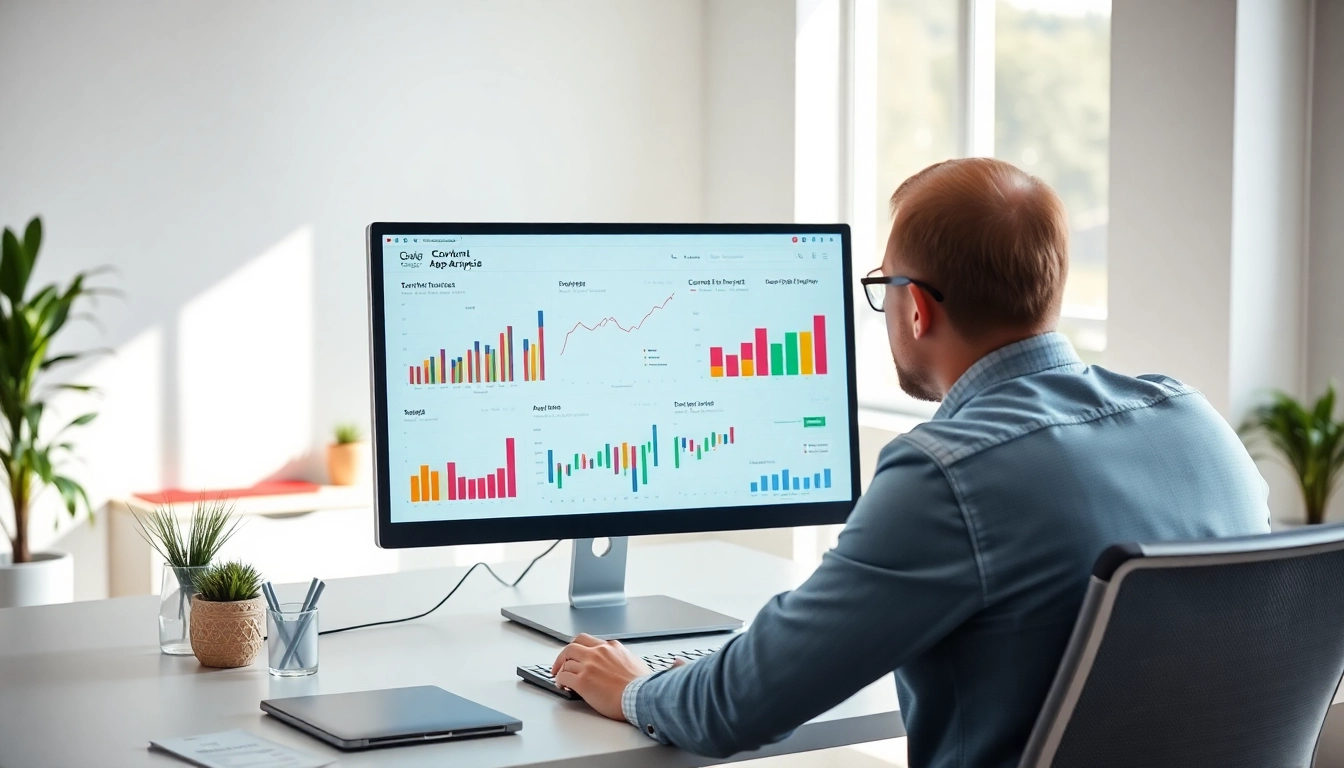 Engaging content gap analysis process represented by a marketing strategist in a modern office.