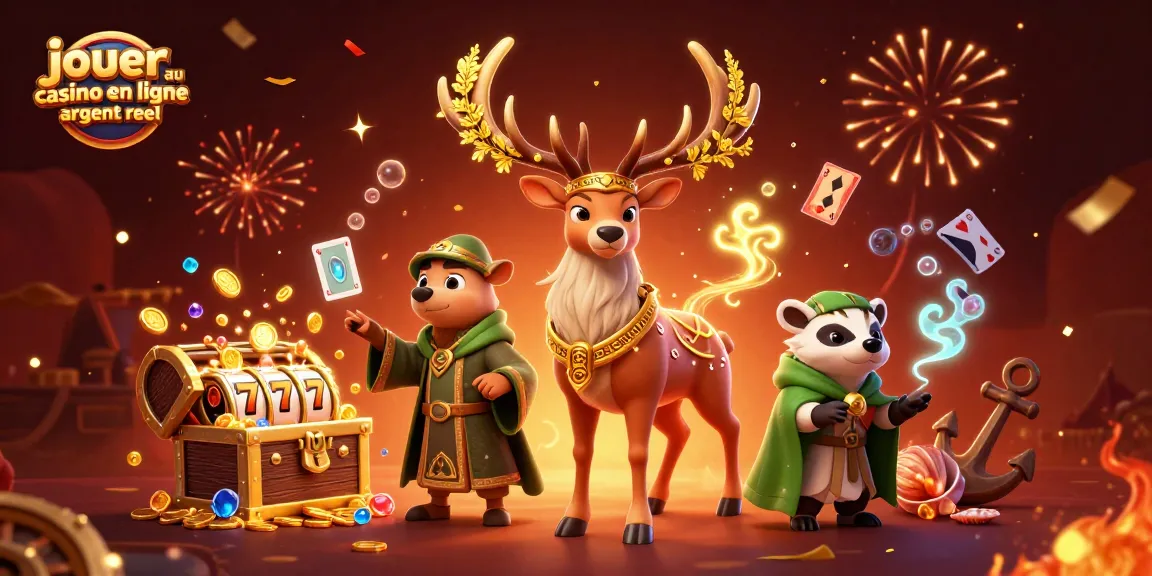 jouer au casino en ligne argent réel avec un cerf druide et un blaireau, ambiance festive