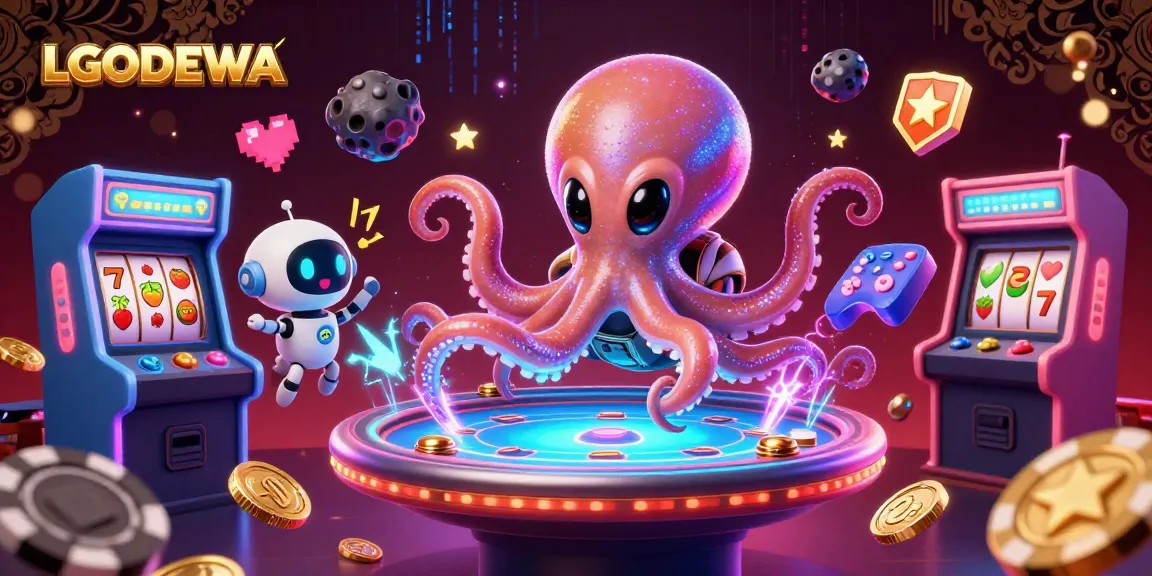 Engage in LGODEWA's thrilling slot experience with vibrant casino elements and characters.