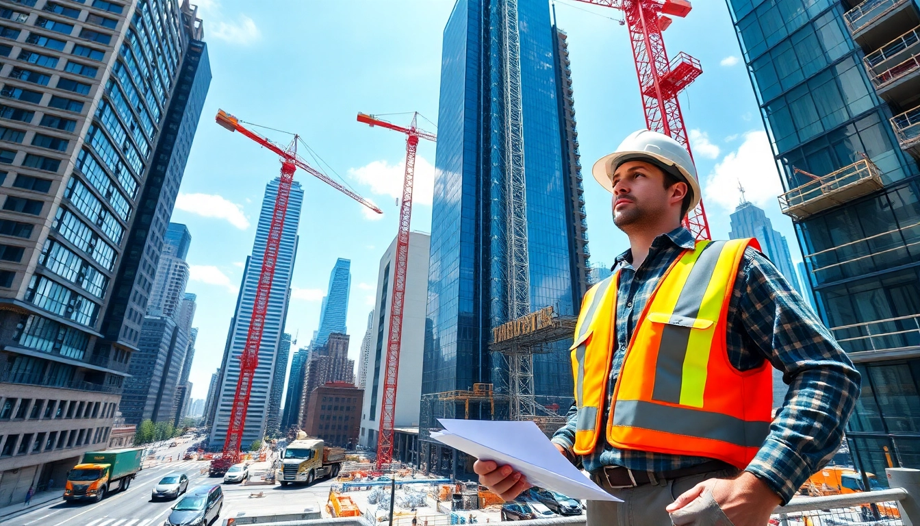 New York City Commercial General Contractor overseeing construction on a vibrant urban site.