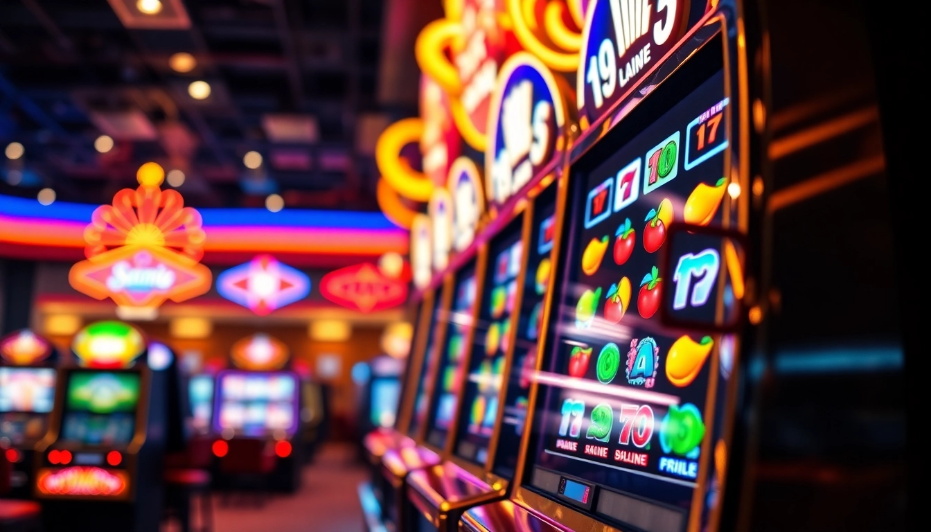 Menangkan jackpot dengan mesin slot yang berwarna-warni di kasino yang meriah.