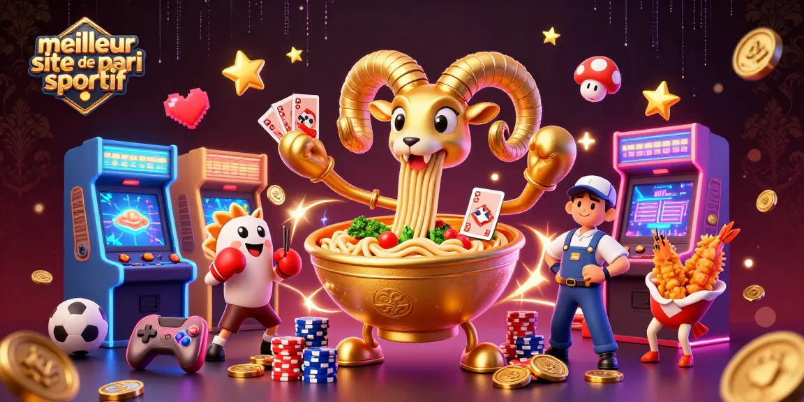 Action dynamique avec le meilleur site de pari sportif, joyeux personnages de casino et éléments de jeux remplis d'énergie.