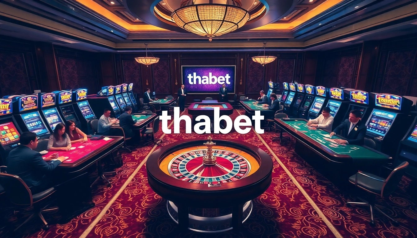 Players experience thrilling moments at thabet casino tables with vibrant roulette and slot machines.