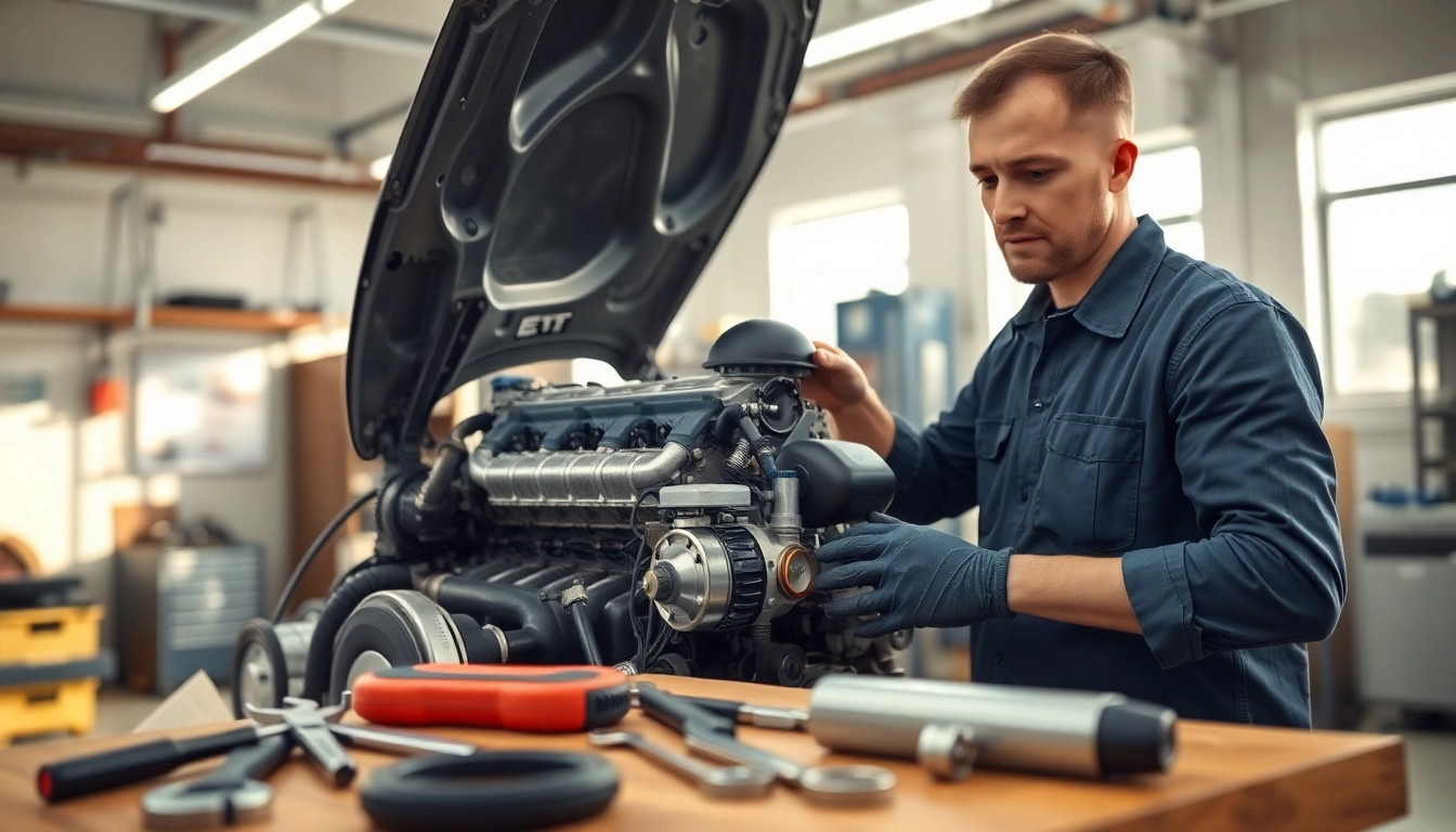 Illustration of mechanical breakdown coverage alternative highlighting a mechanic inspecting an engine.