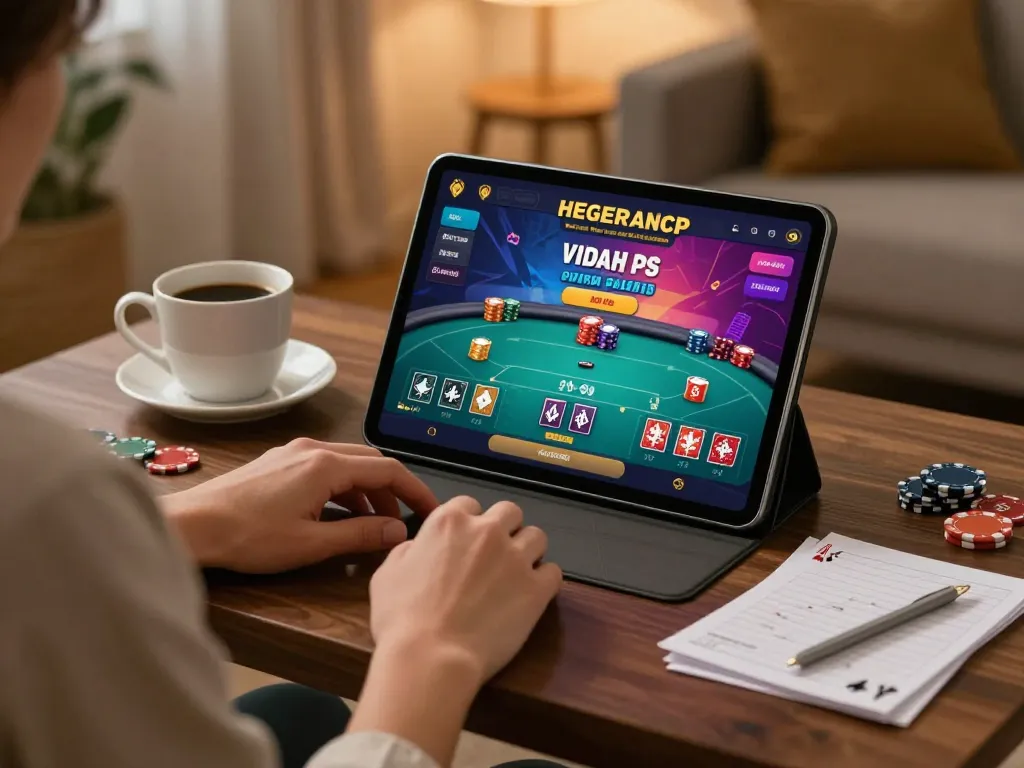 Experience 388bet poker gameplay in a cozy home environment with strategy notes.