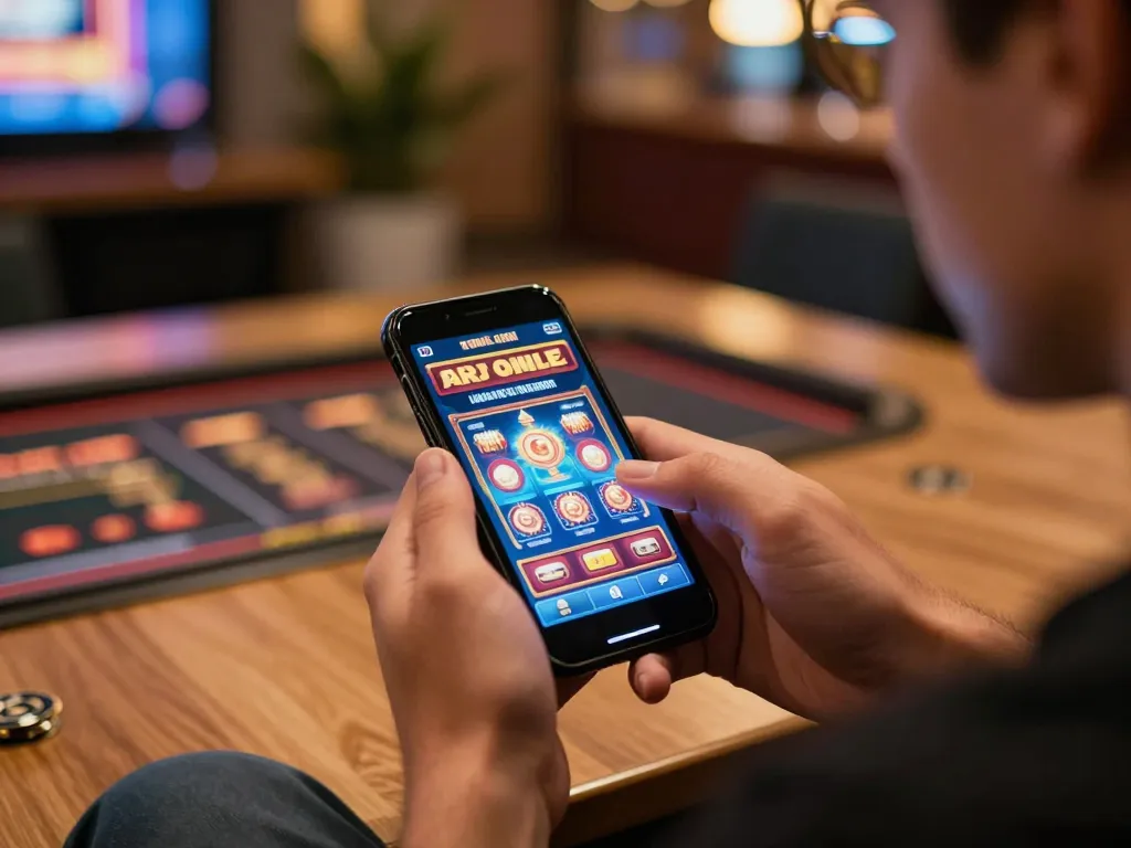 Engaging gameplay at giochi casino gratis senza registrazione on a smartphone in a cozy home environment