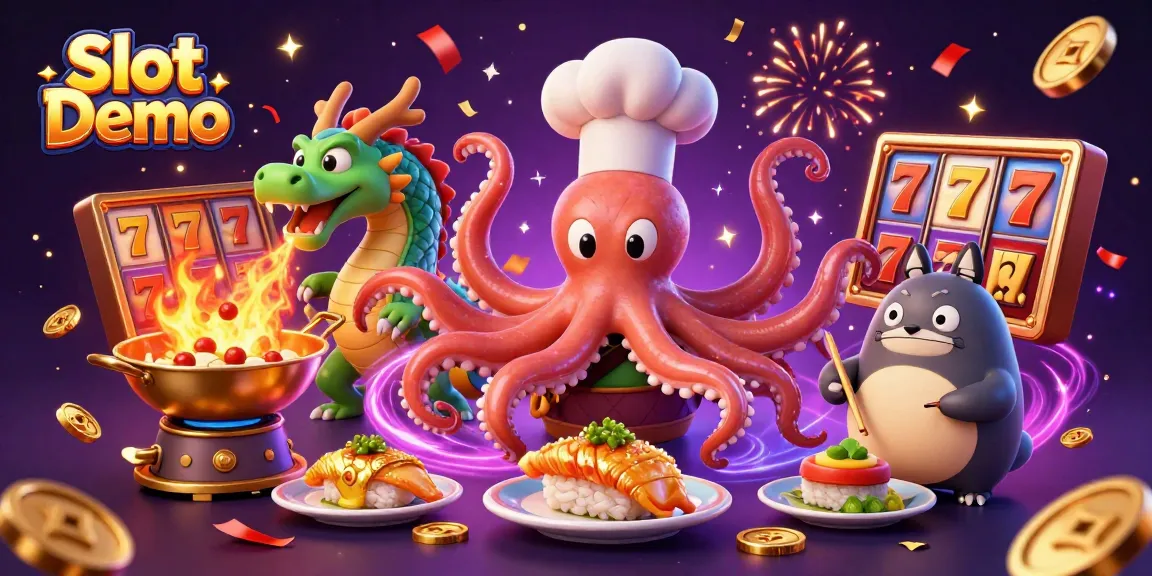 Engage in Slot Demo adventures with a vibrant 3D scene of a sushi chef octopus and friends.