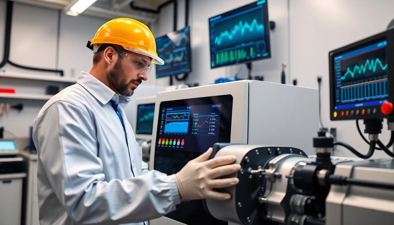 Technician adjusting the das 140 machine in a modern laboratory setting.