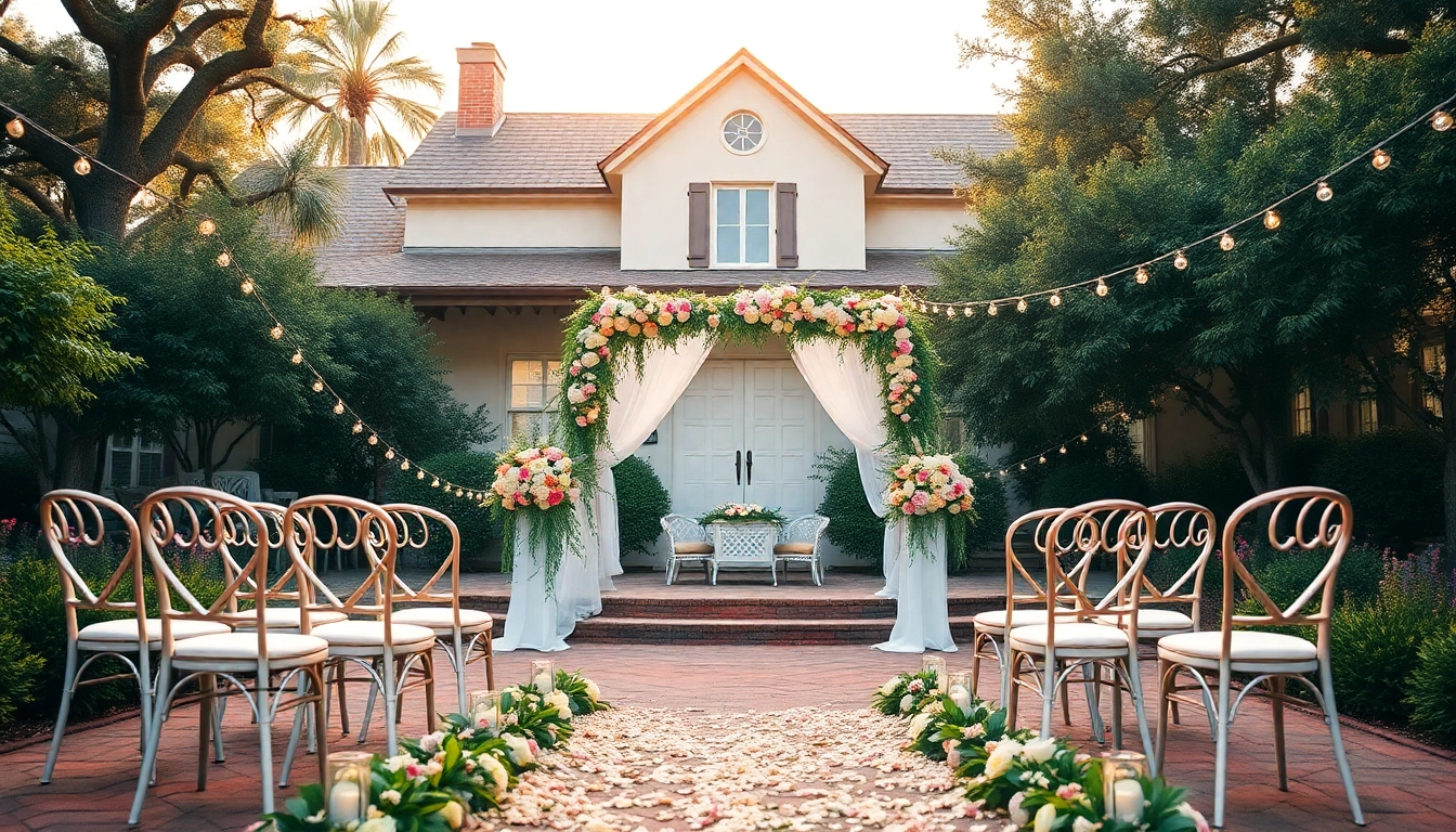 Stunning setup for a wedding at a Jacksonville Wedding Venue with floral decorations.